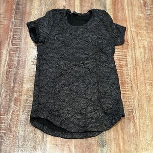 Generation Love Black Metallic Stretch Lace Short Sleeve Crewneck Top